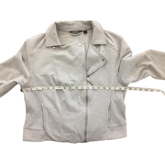 H by HALSTON Gray French Terry‎ Long Sleeve Motorcycle Zipper Jacket Size 14 - Picture 5 of 10